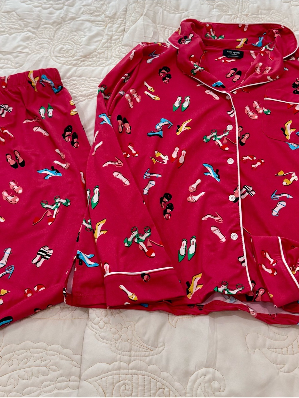 Kate Spade Red Shoe-Print Pajama Set